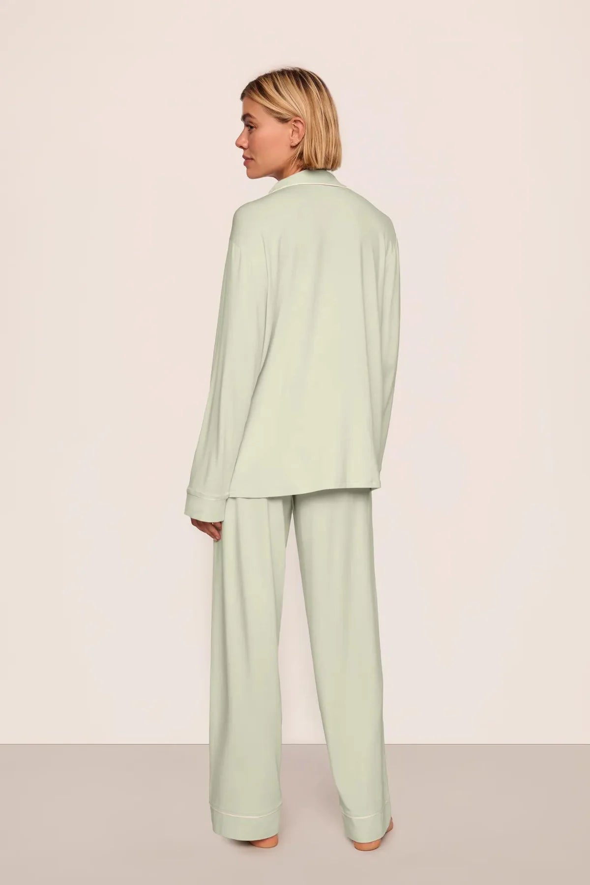 Gisele Long PJ Set - Mint Cream/Ivory
