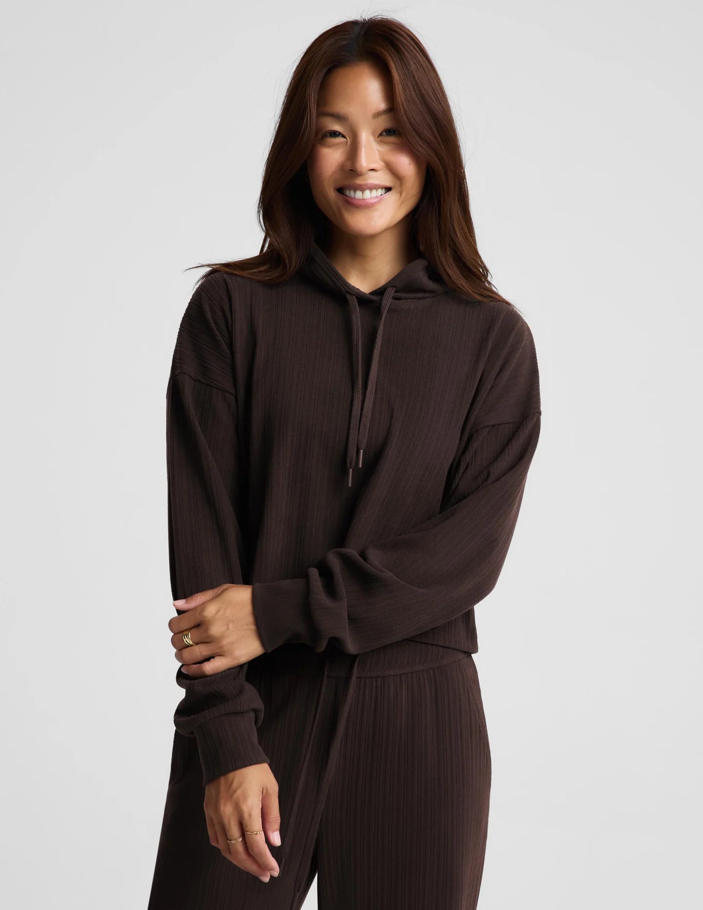 Breathe Easy Hoodie/Wide Leg Pant - Dark Chocolate