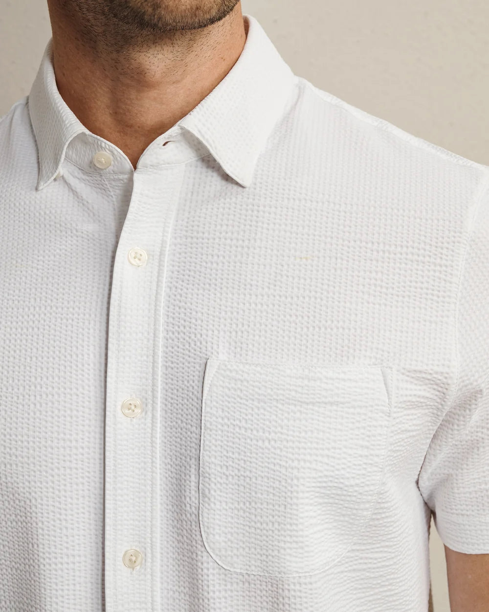 Commuter Seersucker Short Slv - White