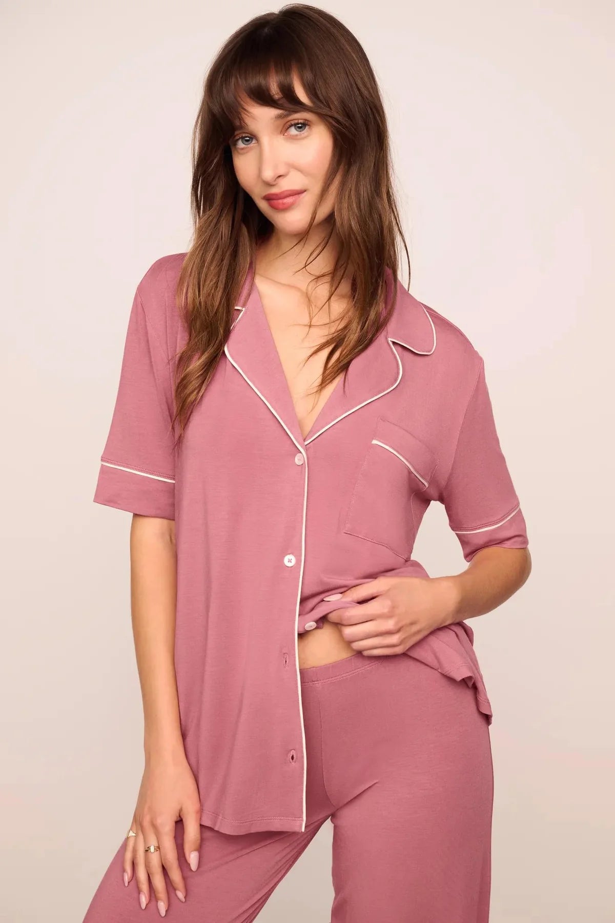 Gisele Short Slv Pant Set - Berry Blush