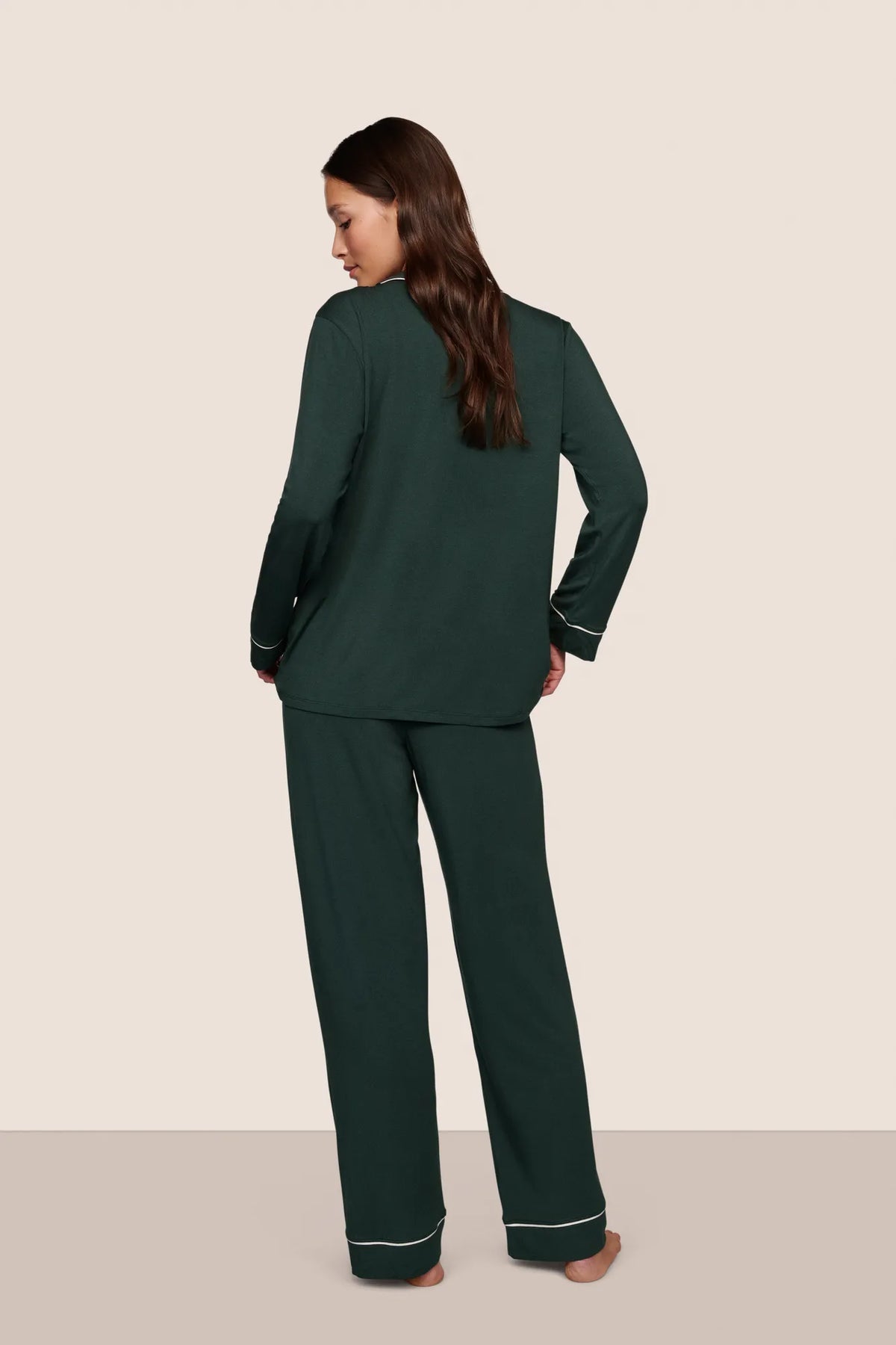 Gisele Long PJ Set - Pine/Ivory