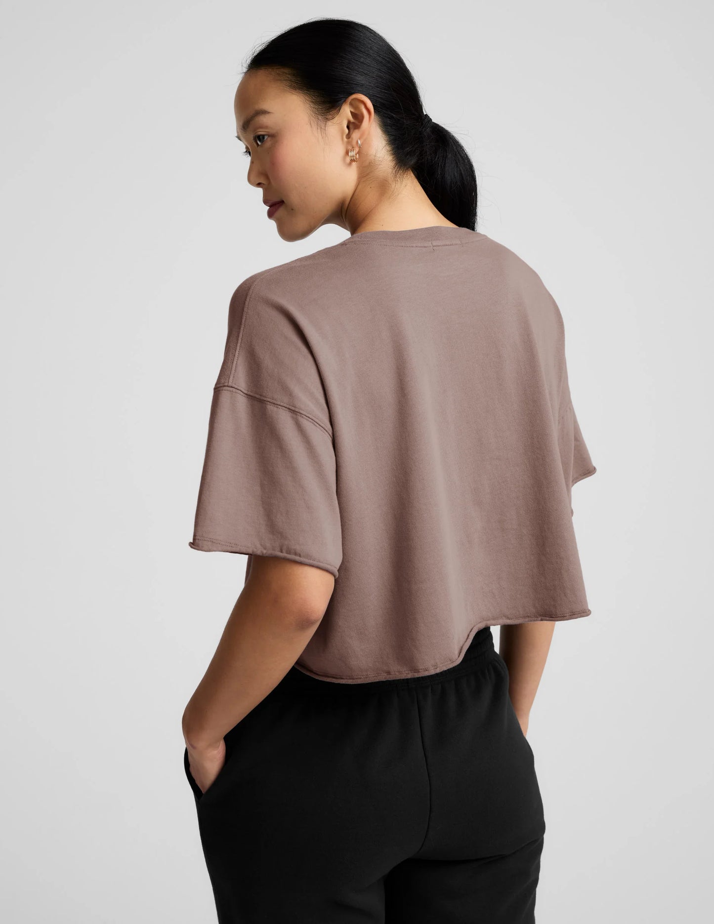 Better Than Ever Cropped Cotton Tee - Rosey Taupe