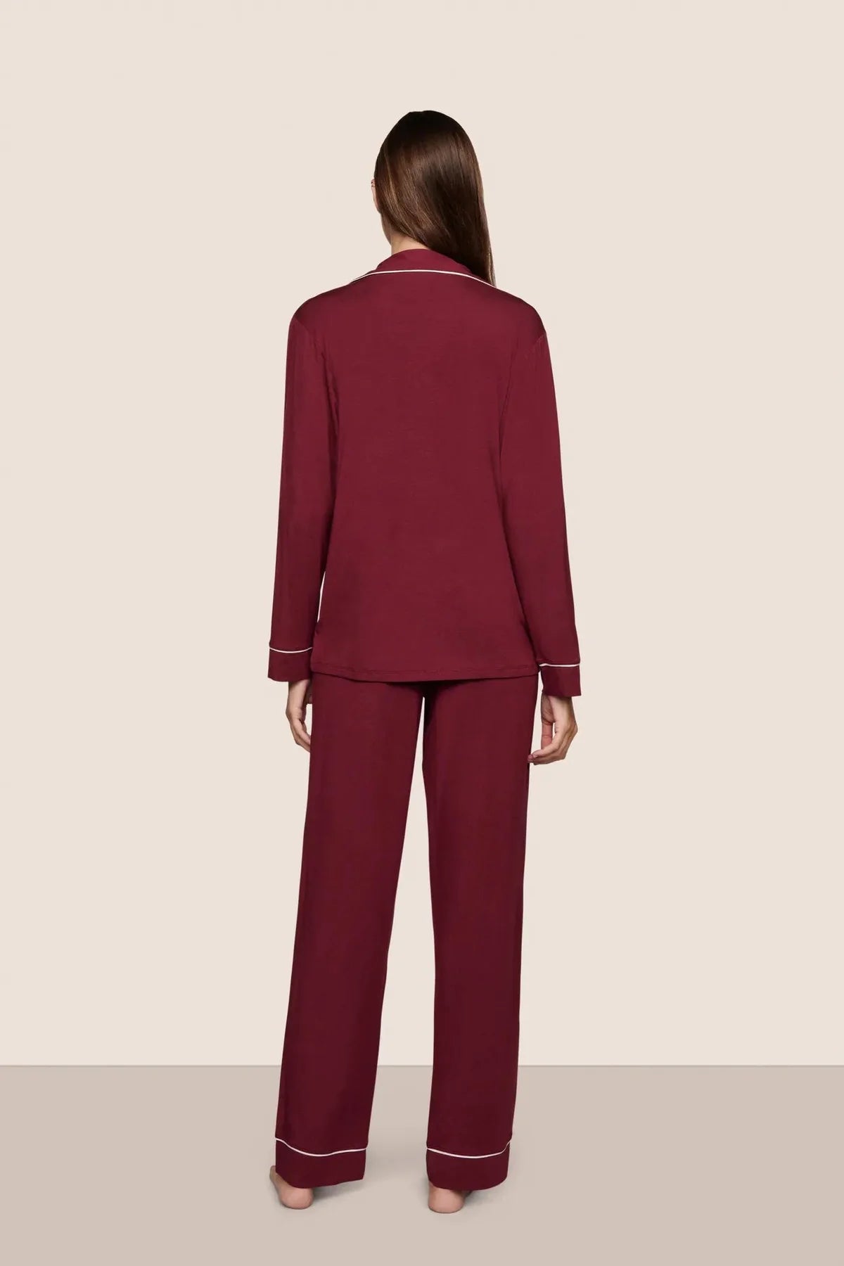 Gisele Long PJ Set - Bordeaux/Ivory