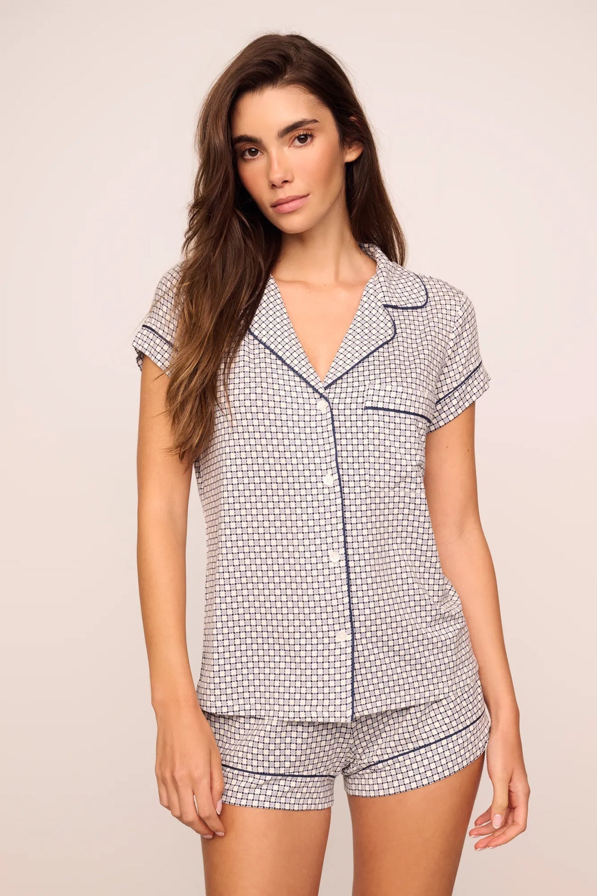 Gisele Printed Short Set - Geo Sphere Gray Dawn