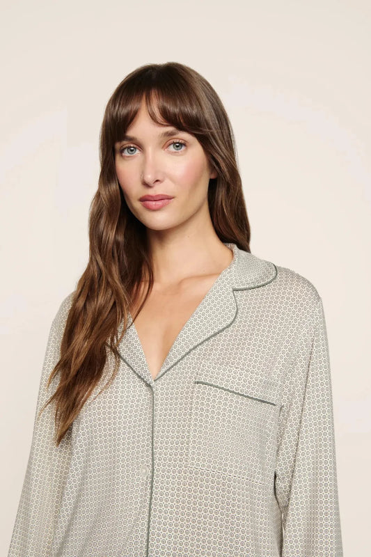 Gisele Printed Long PJ Set - Desert Sage Geo