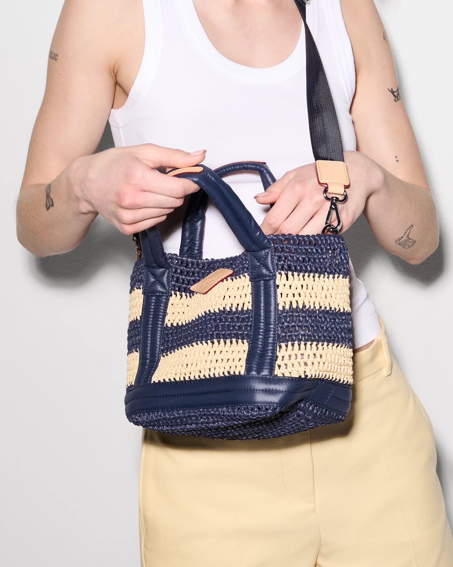 Mini Crochet Tote - Dawn/Natural Stripe