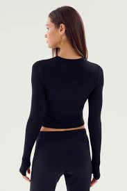 Louise LS Crop Tee - Black