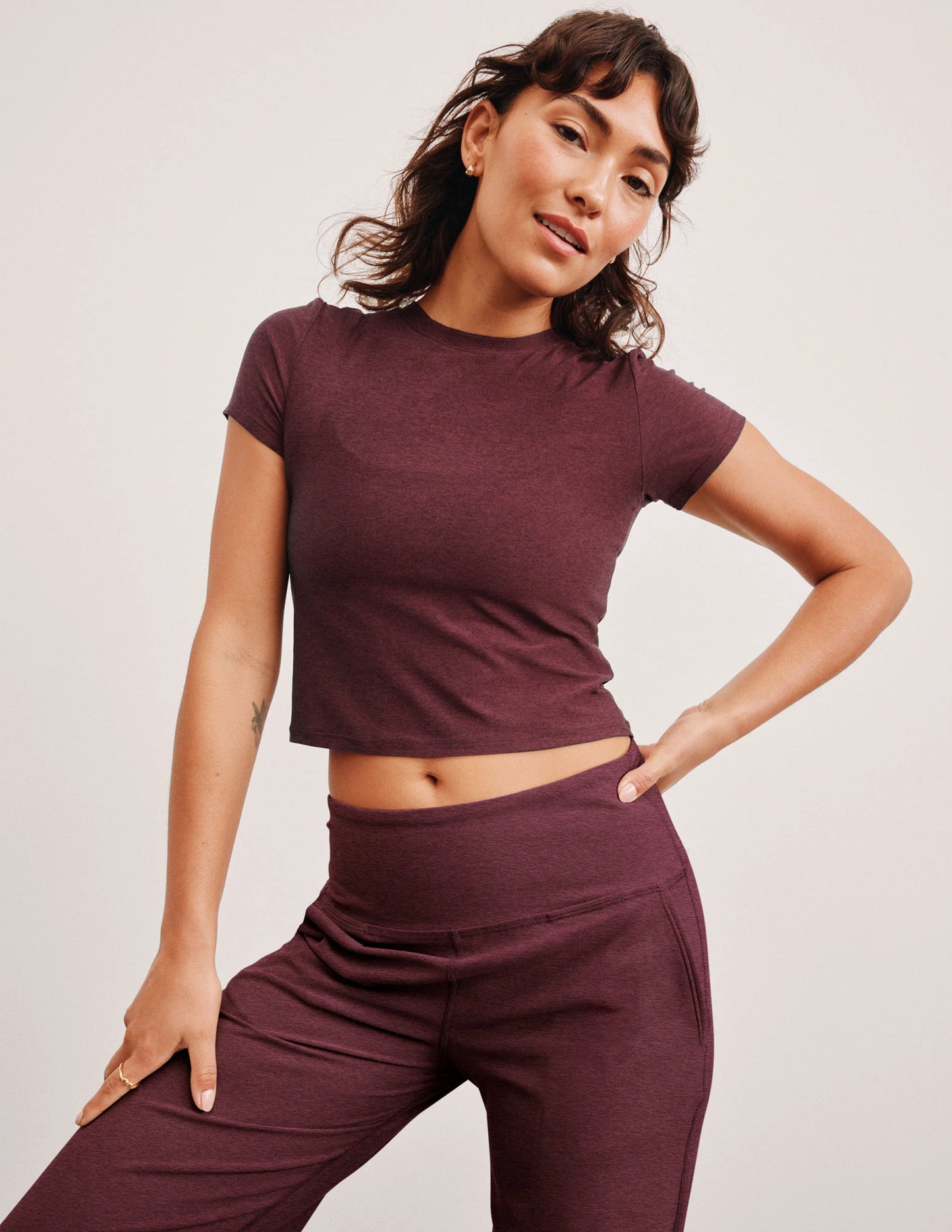 Featherweight Cropped Tee- Midnight Burgundy