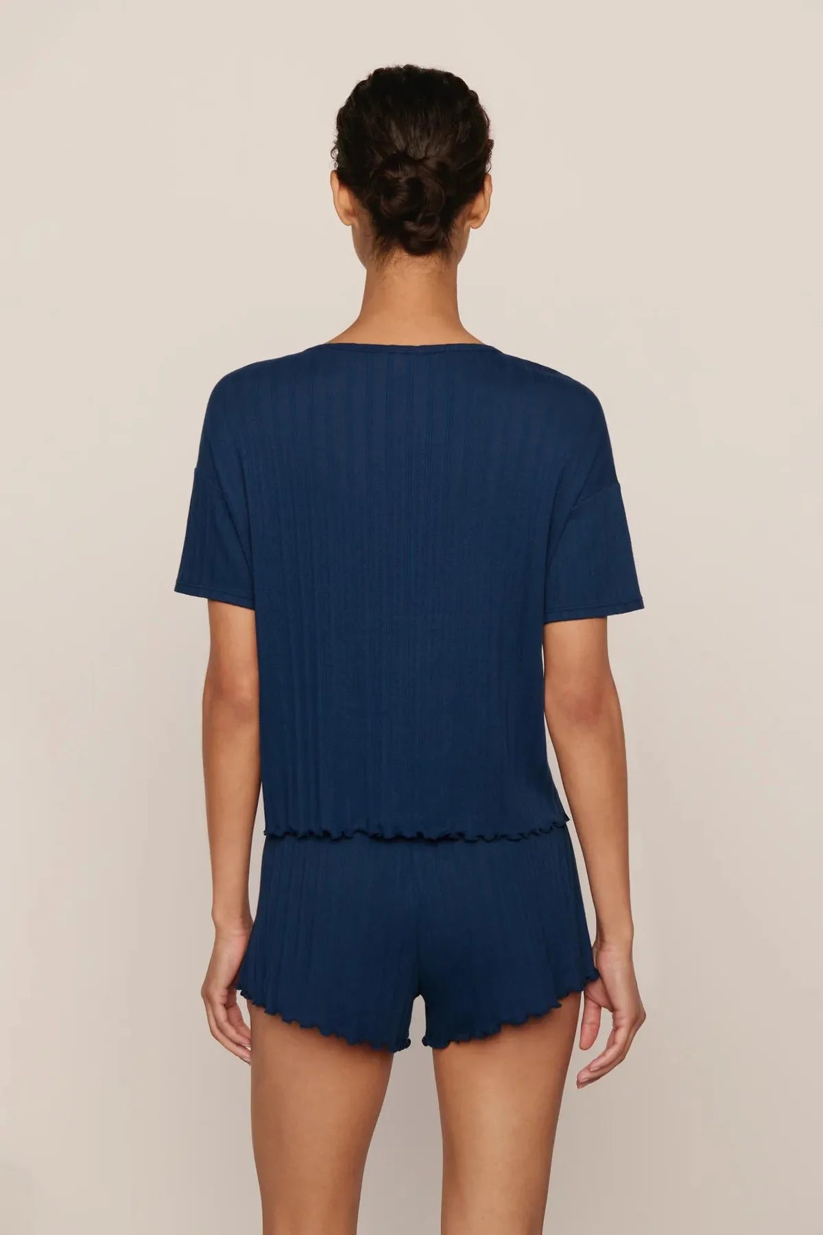 Pointelle SS/Short PJ Set - Navy