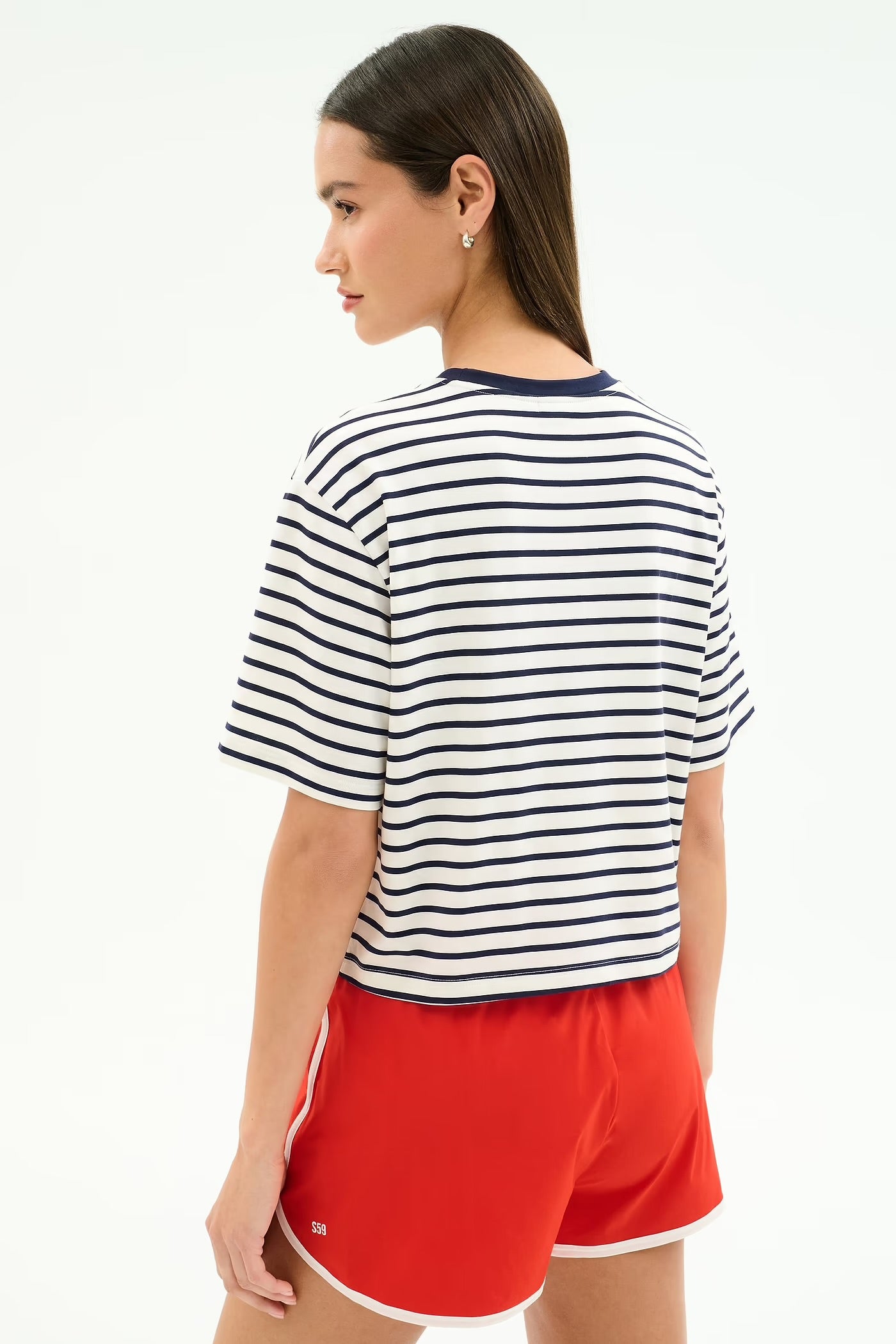 Djuna Tee - White/Indigo Stripes