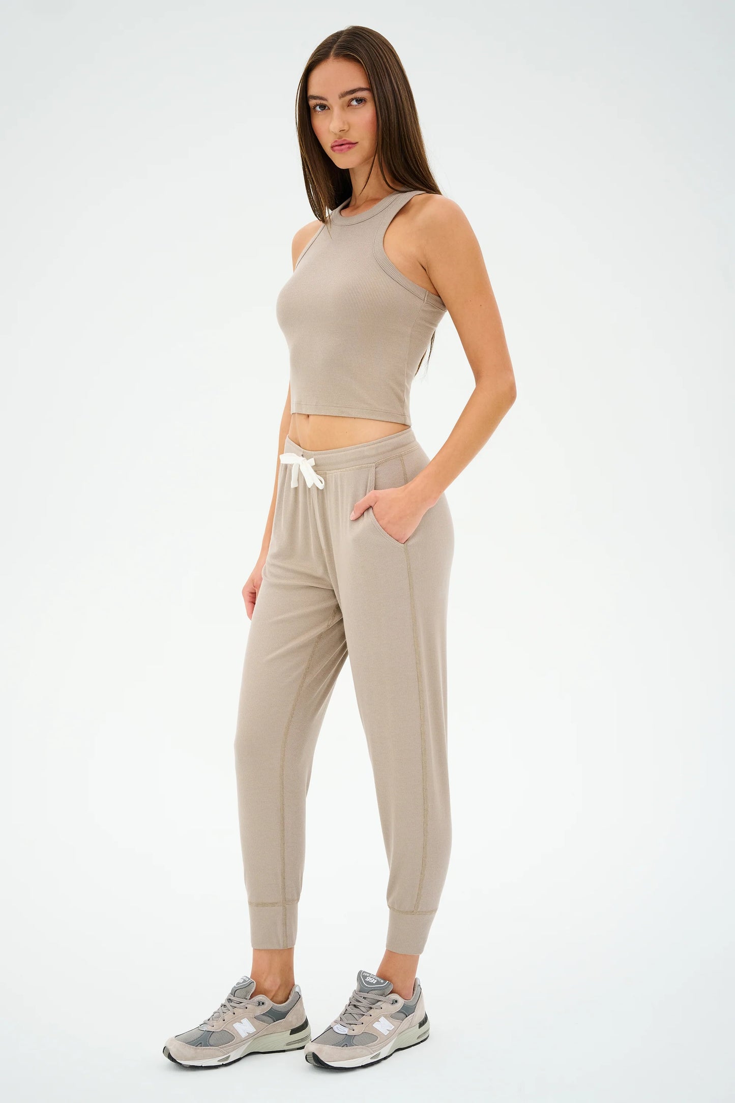 Kiki Rib Crop Tank - Latte