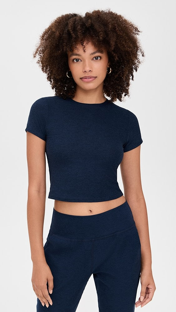 Featherweight Cropped Tee - Navy