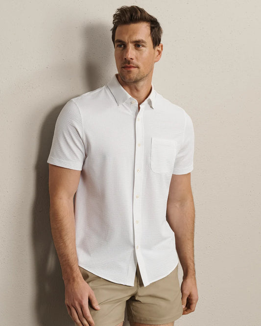 Commuter Seersucker Short Slv - White