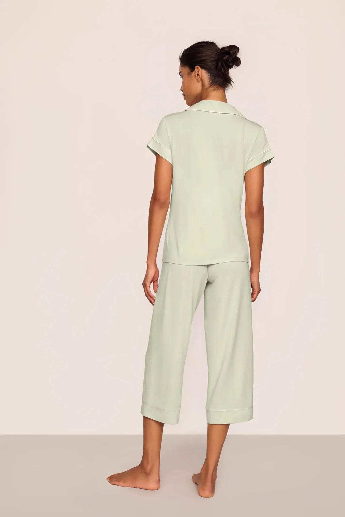 Gisele SS Crop PJ Set - Mint Cream/Ivory