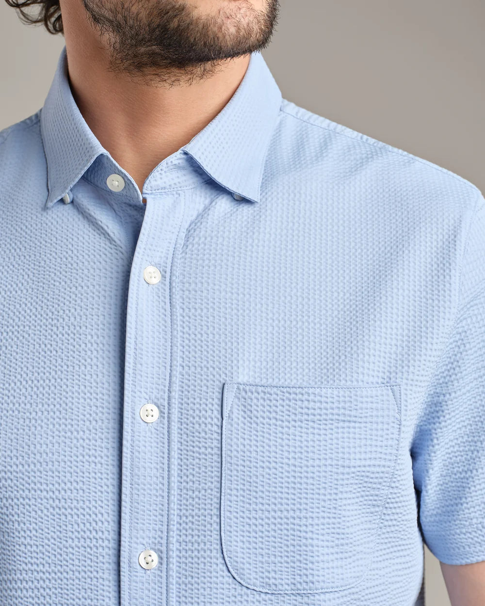 Commuter Seersucker Short Slv - Light Blue