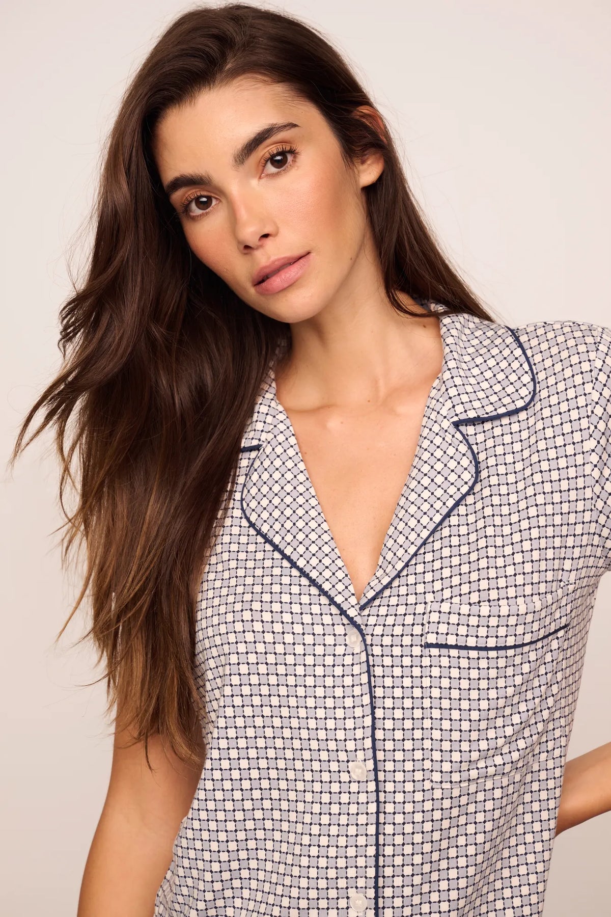 Gisele Printed Short Set - Geo Sphere Gray Dawn