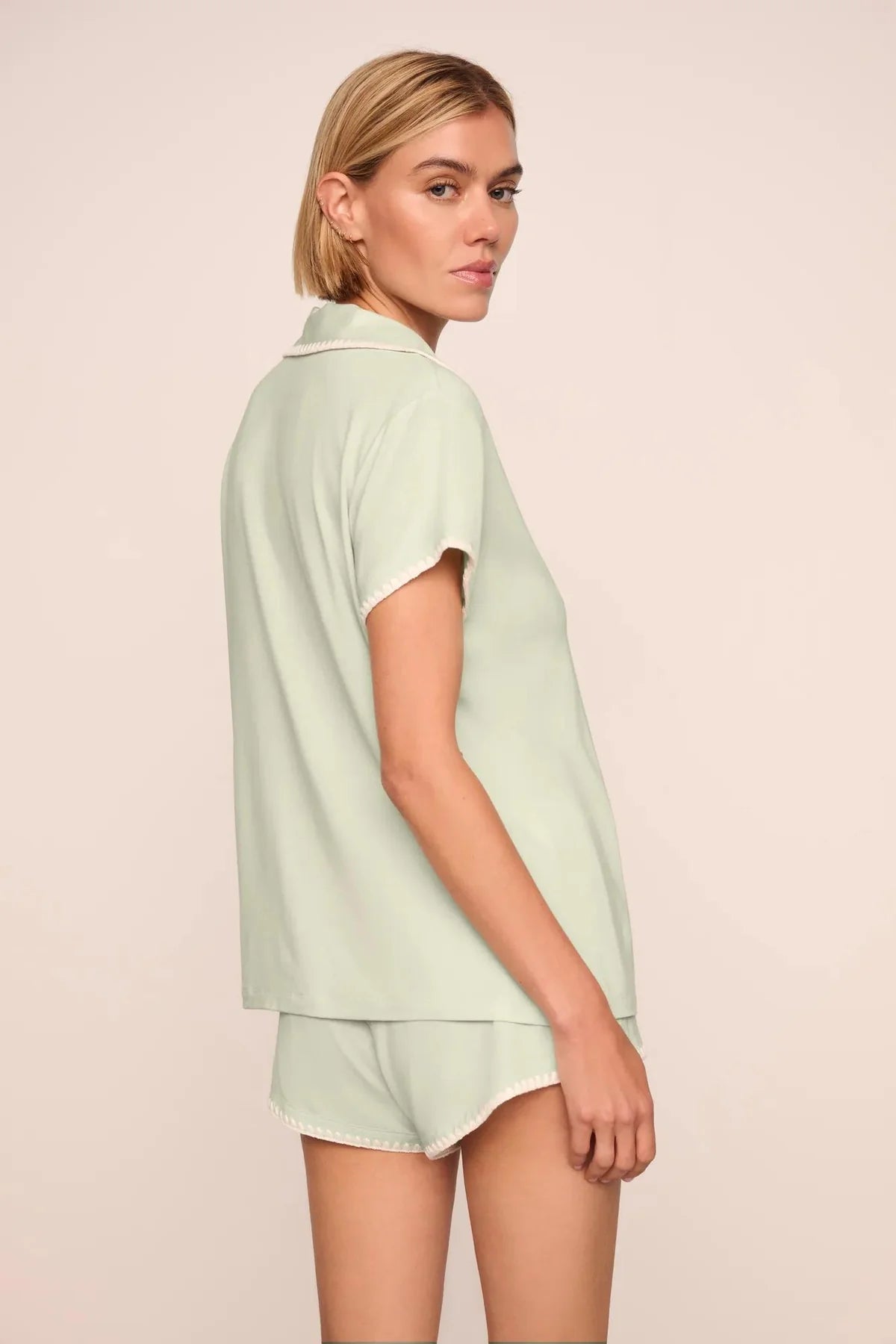Frida Shortie PJ Set - Mint Cream/Ivory