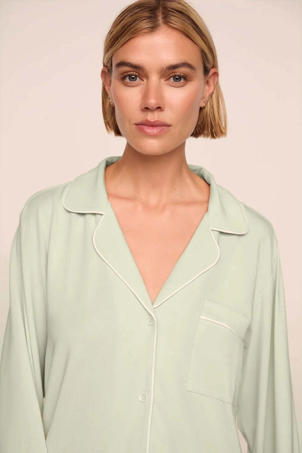 Gisele Long PJ Set - Mint Cream/Ivory