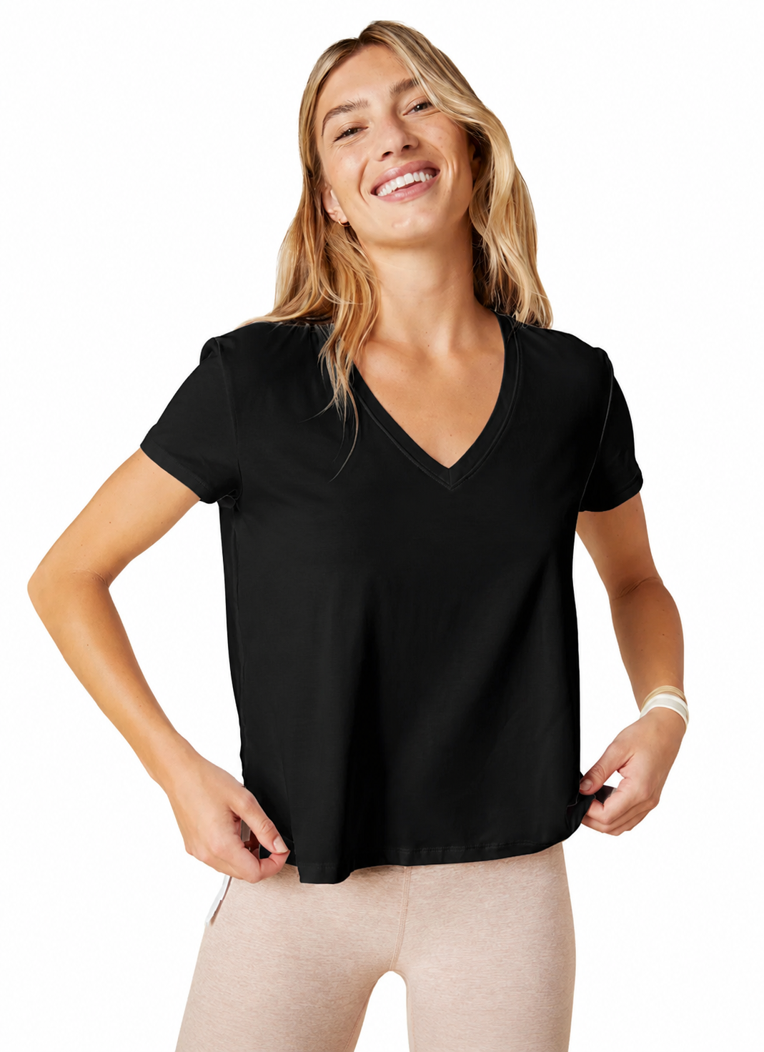 Signature V Neck Tee - Black