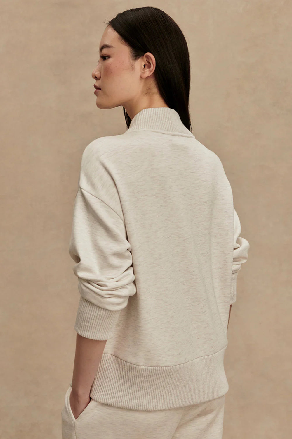 Sally Half Zip/Wide Leg Pant - Ivory Marble