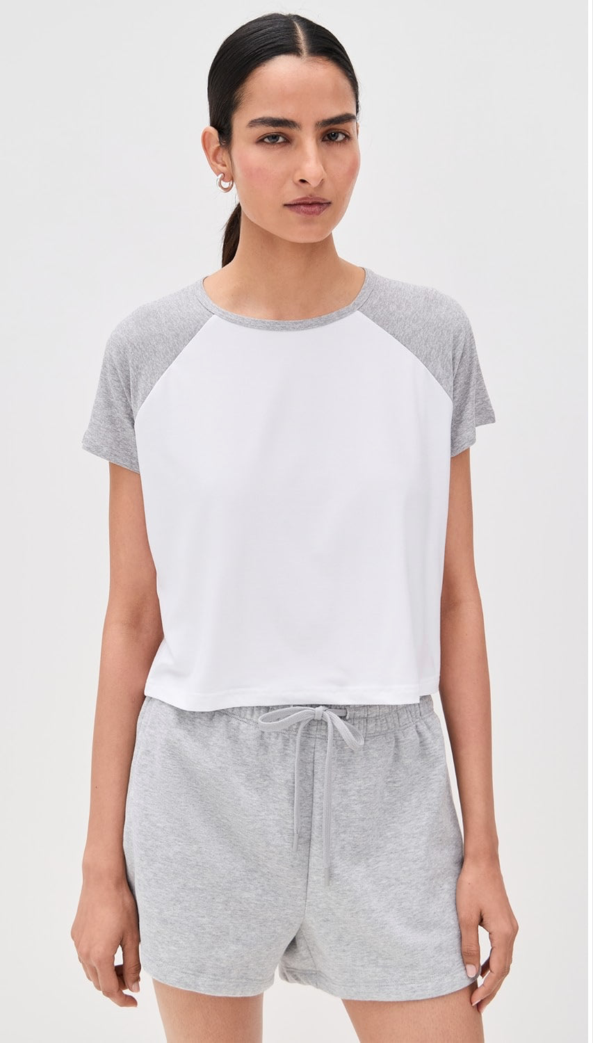 Colorblock Tee - White/Silver Mist