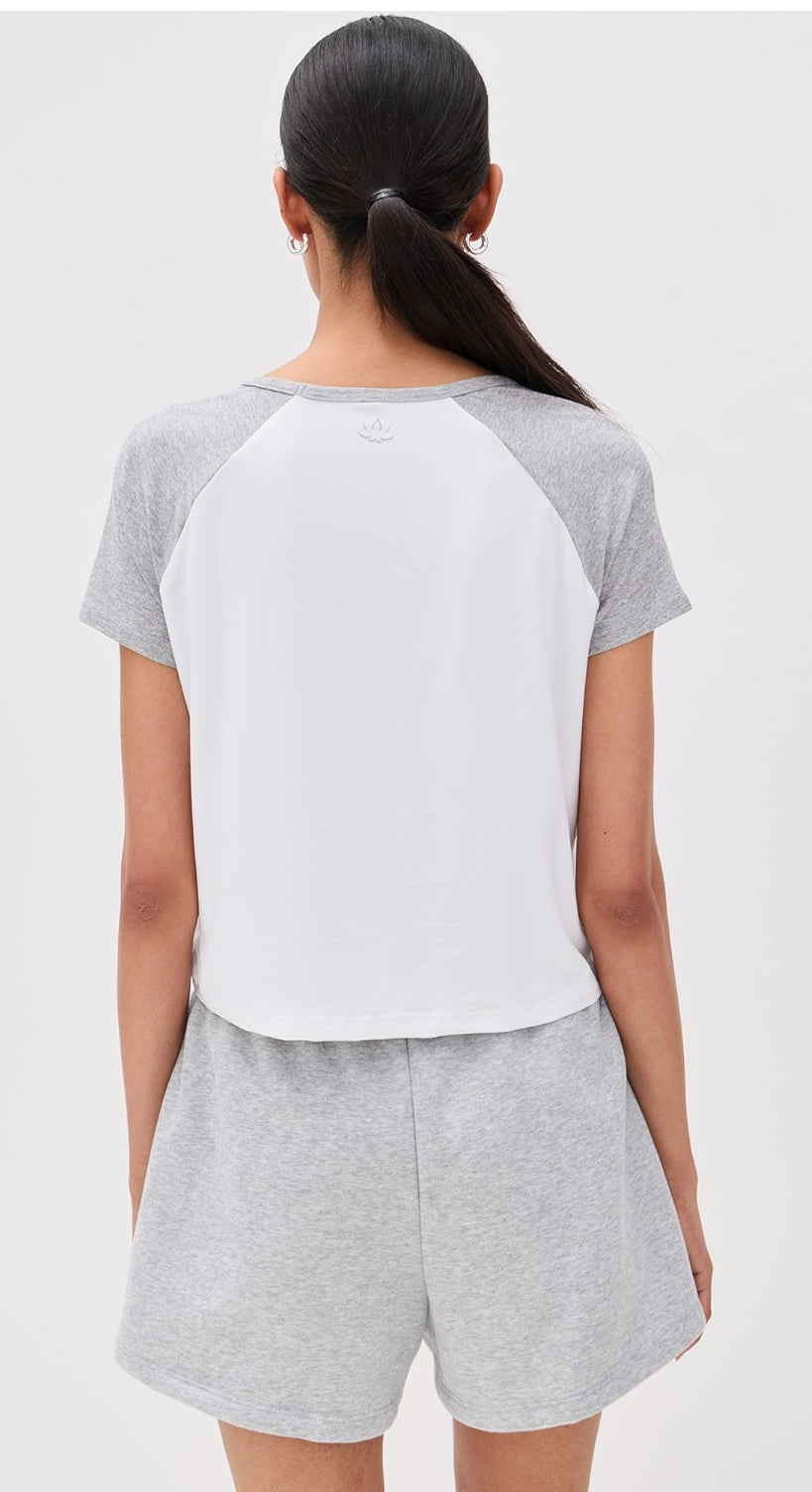 Colorblock Tee - White/Silver Mist