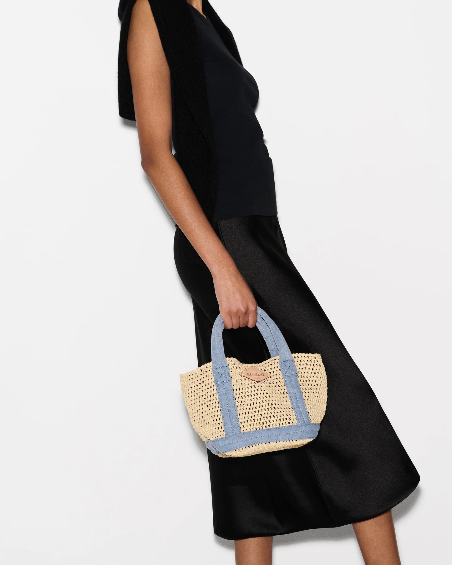 Mini Crochet Tote - Light Denim
