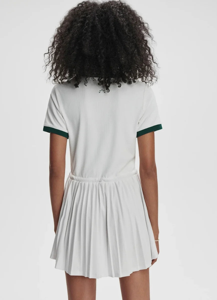 Paloma Court Dress - White/Forest