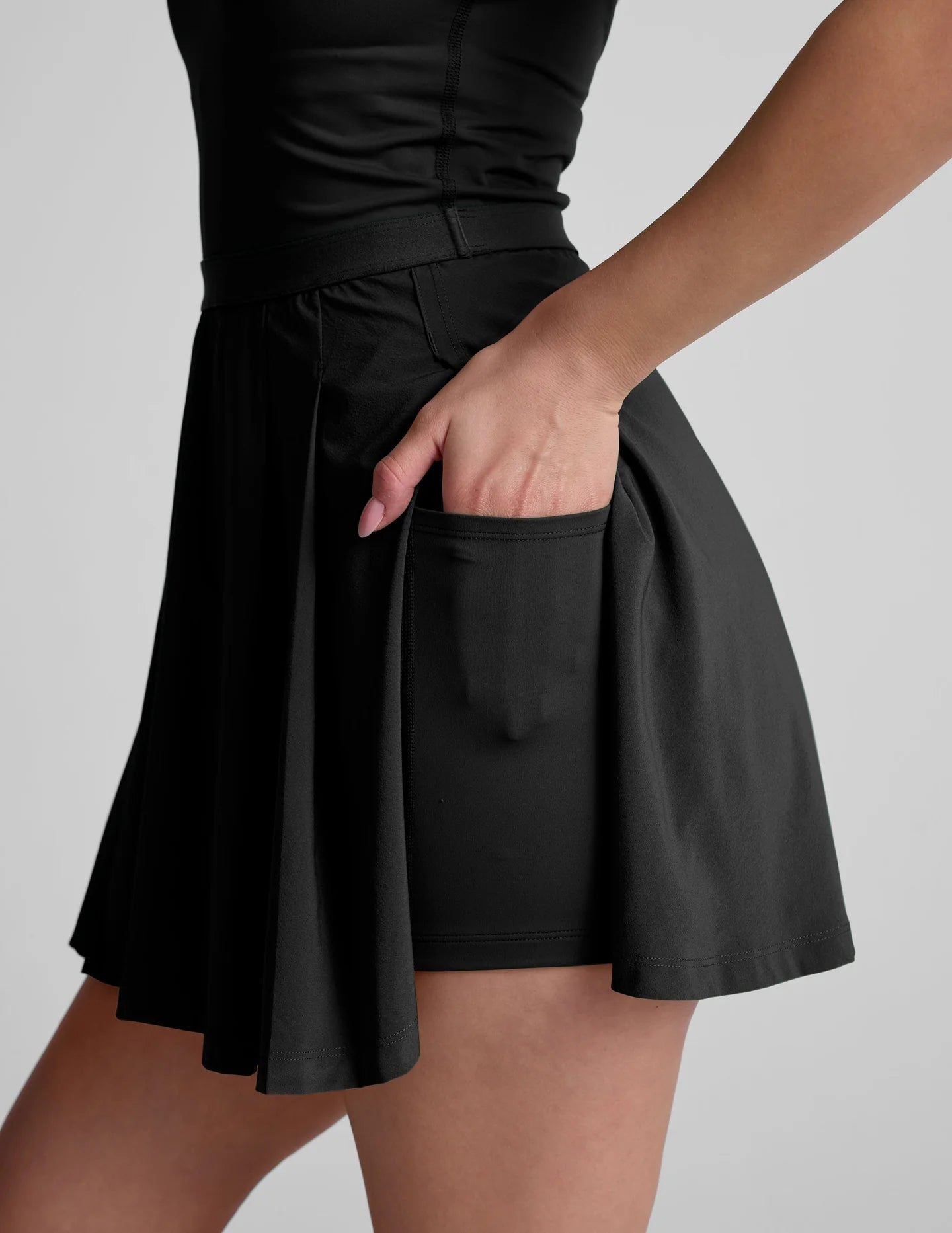 Score Pleated Dress - Black
