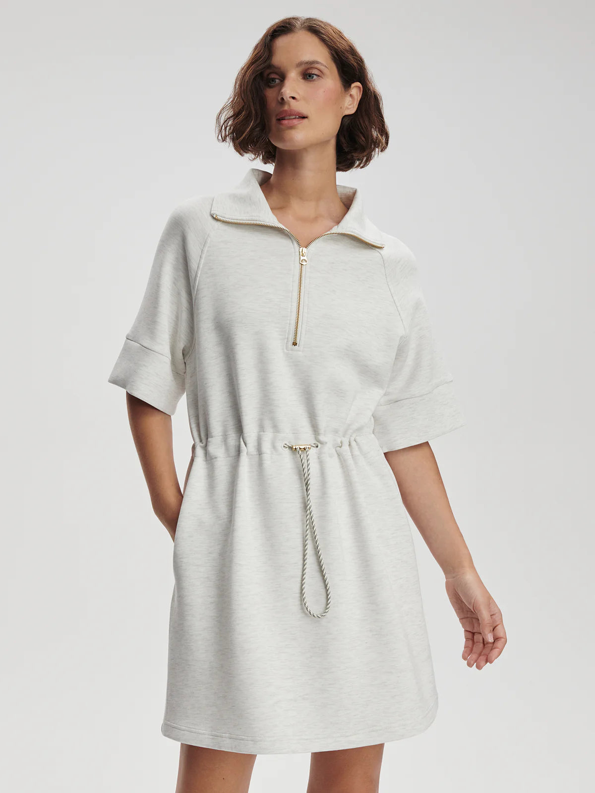 Paisley Half Zip Dress - Ivory Marble