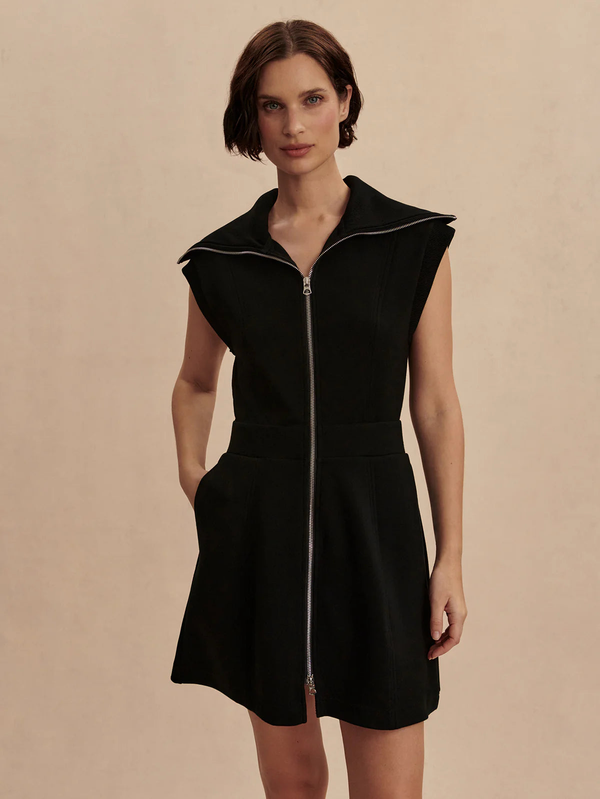 Rebecca Zip Through Dress - Black