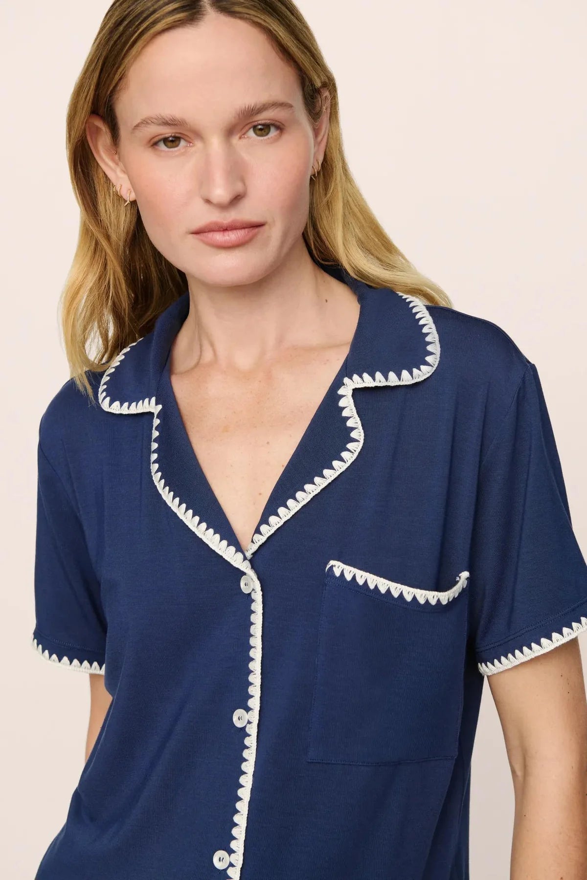 Frida Relaxed Short PJ Set - Navy/Ivory