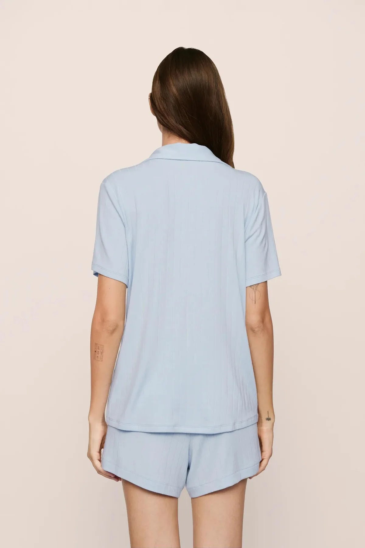 Gisele Rib Short PJ Set - Nantucket Blue