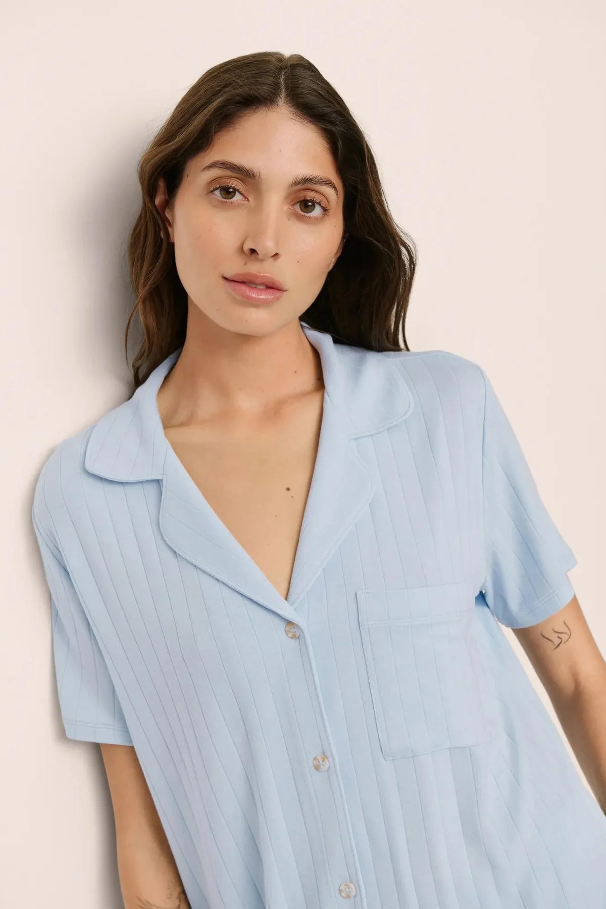 Gisele Rib Short PJ Set - Nantucket Blue