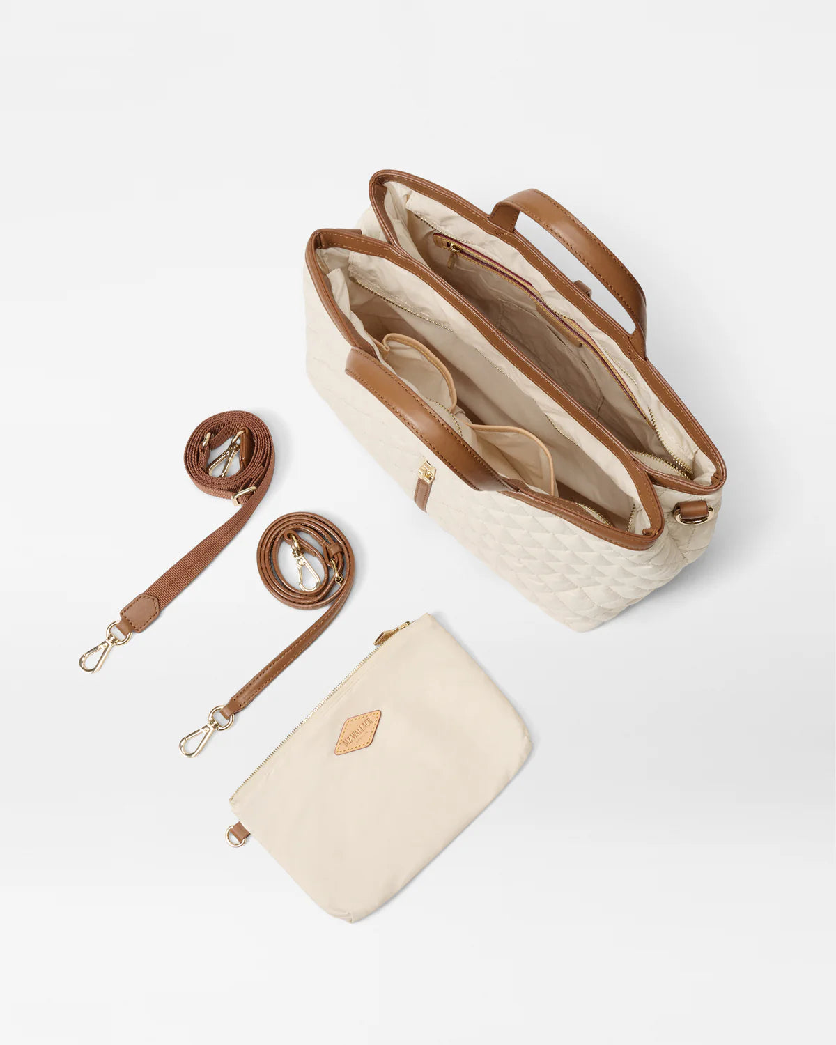 Astor Top Handle M - Sandshell w/ Brown