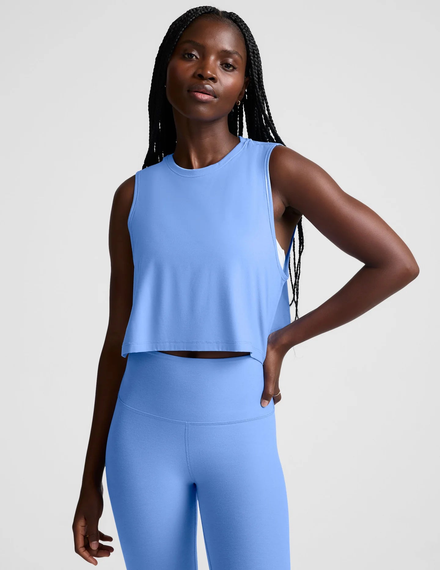 Minimal Cropped Tank - Flower Blue