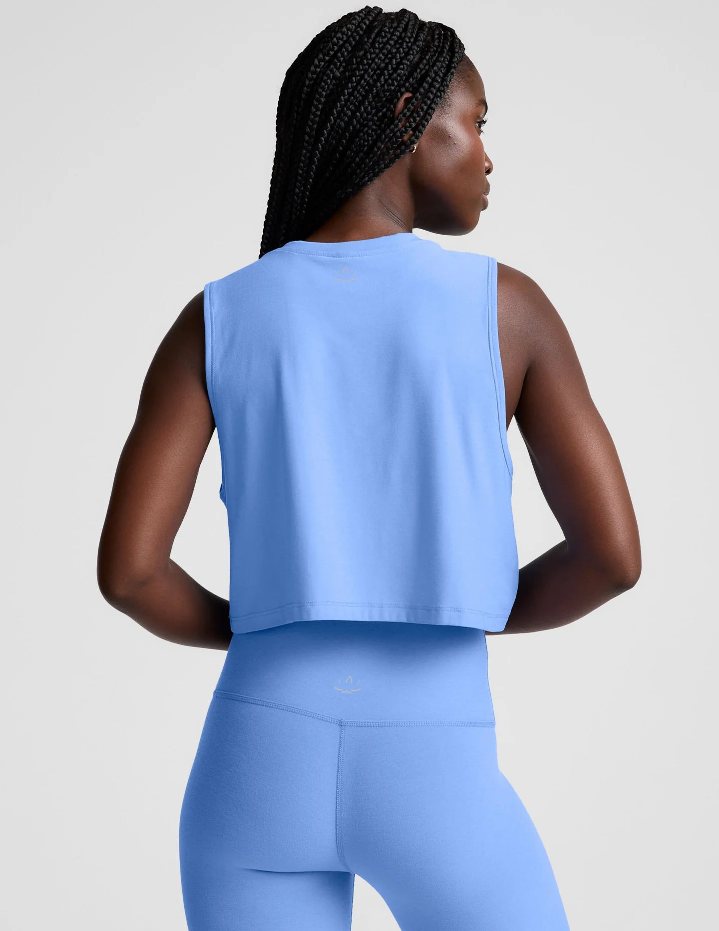 Minimal Cropped Tank - Flower Blue