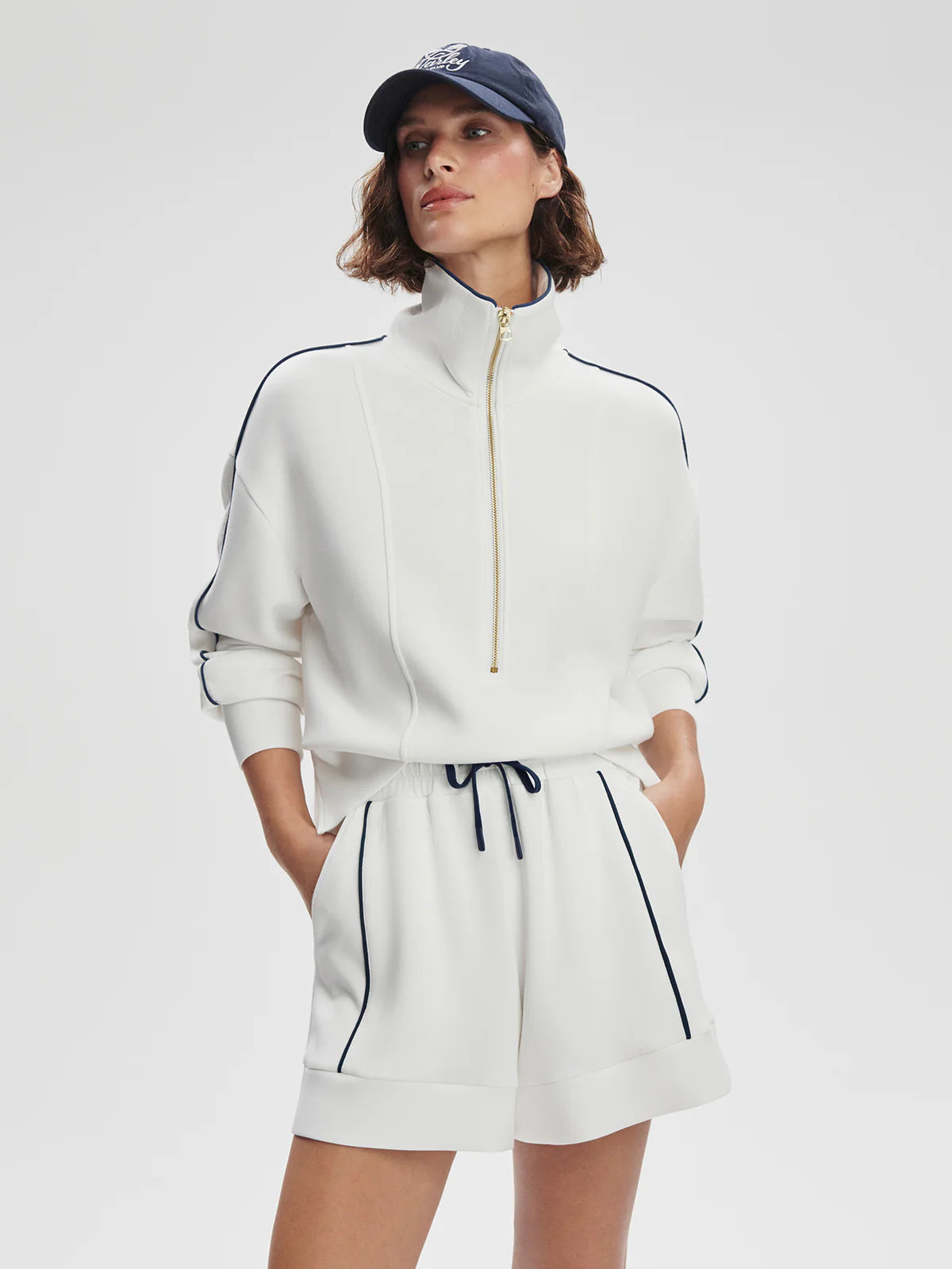 Davenport Half Zip/Barnes Short - White