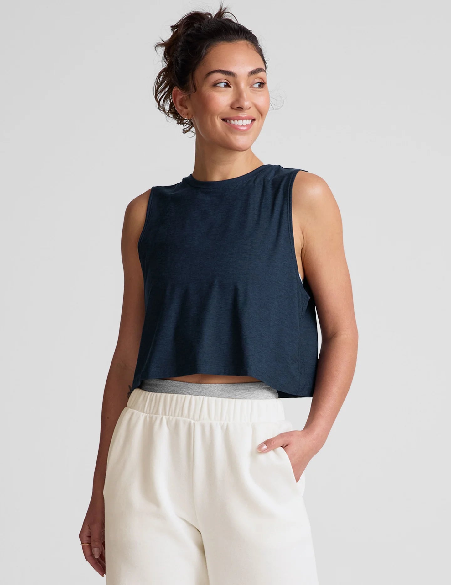 Minimal Cropped Tank - Navy