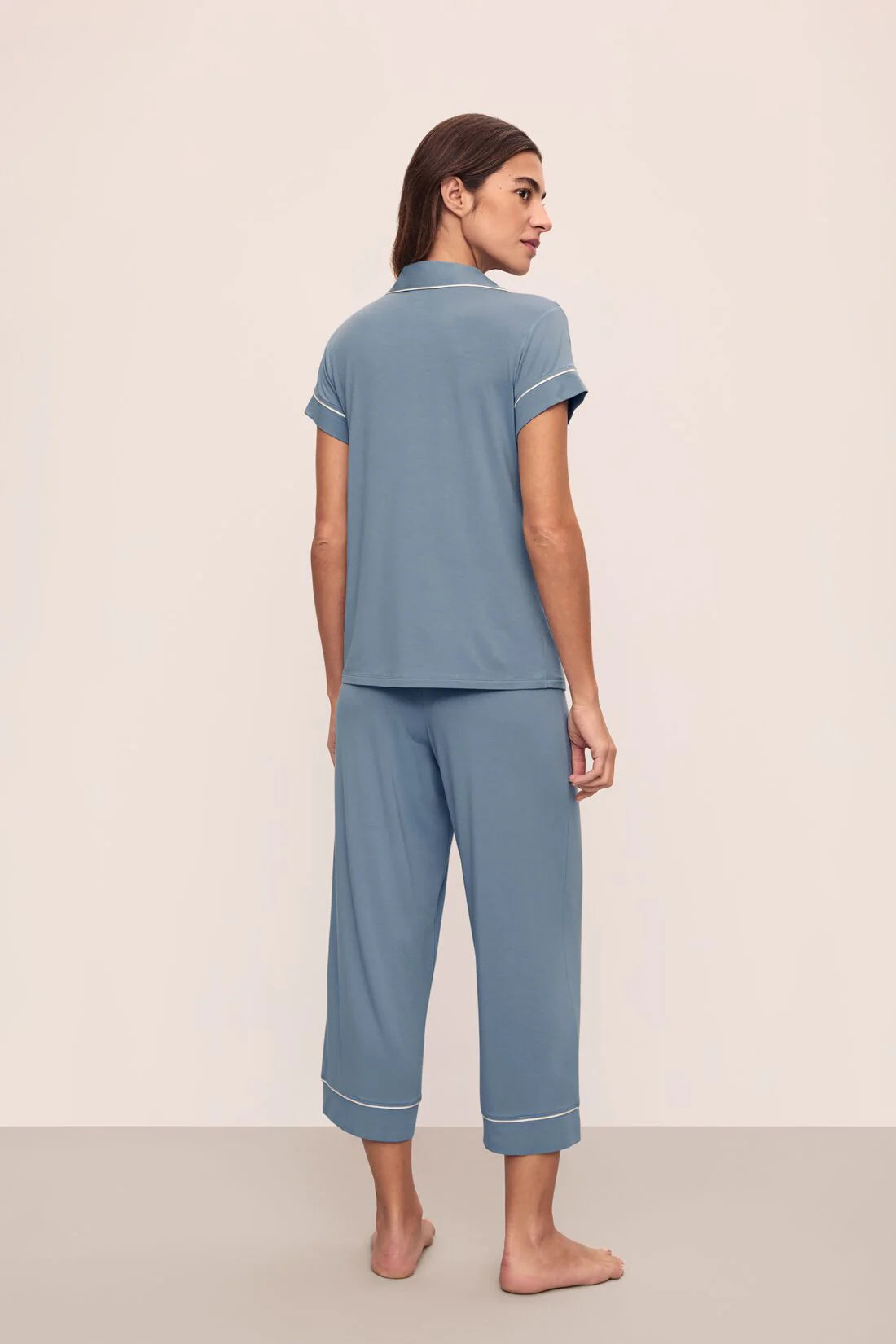 Gisele Short Slv/Crop PJ Set - Faded Denim