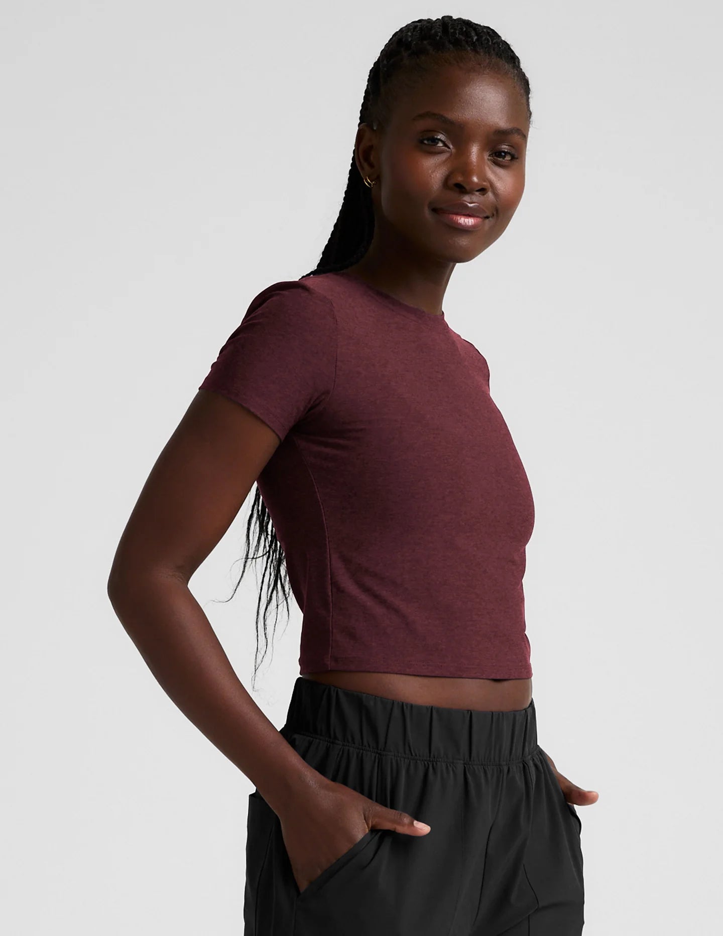 Featherweight Cropped Tee- Midnight Burgundy