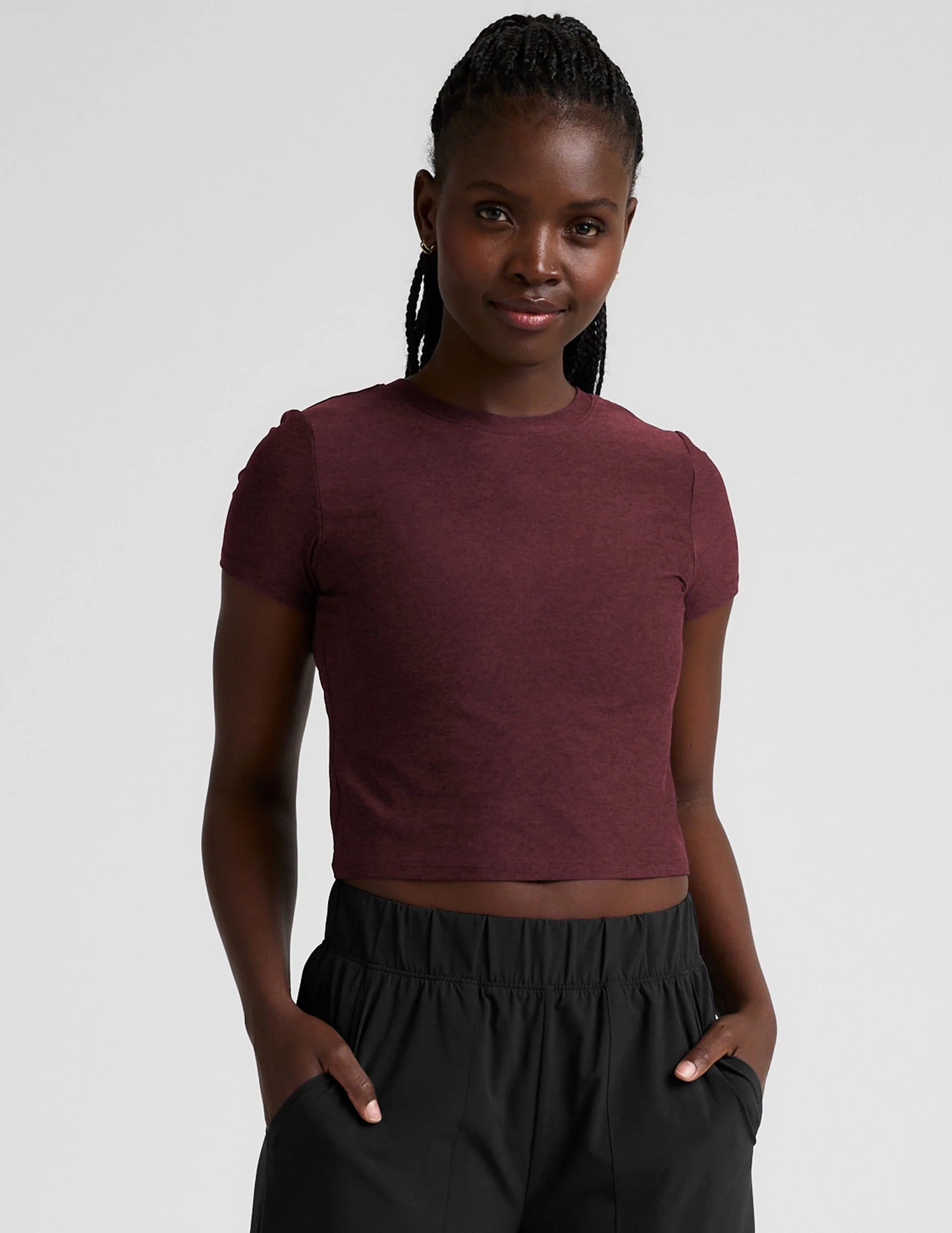 Featherweight Cropped Tee- Midnight Burgundy