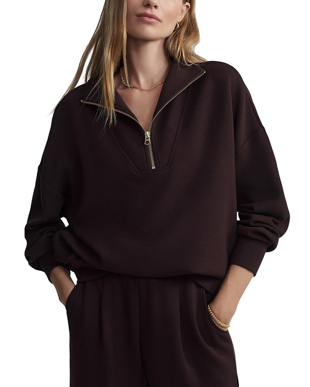 Hawley Half Zip/Wide Leg Pant - Coffee Bean