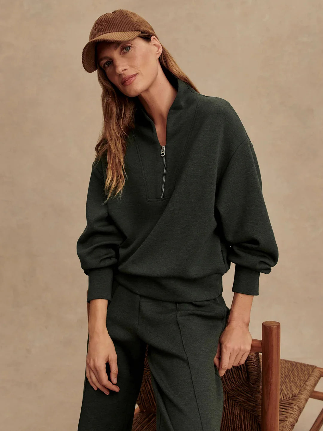 Davidson Half Zip/Rolled Cuff Pant - Olive Marble