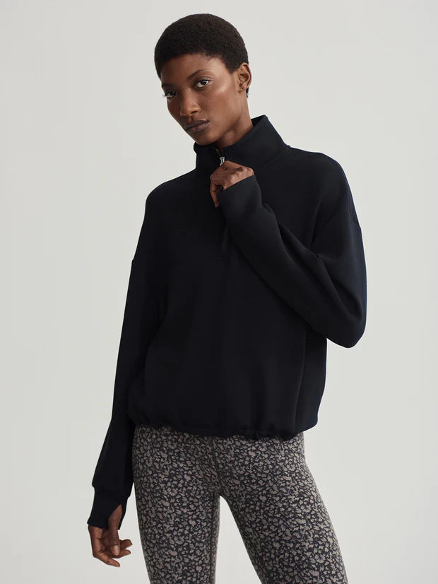 Sian Cropped Half Zip Midlayer - Black