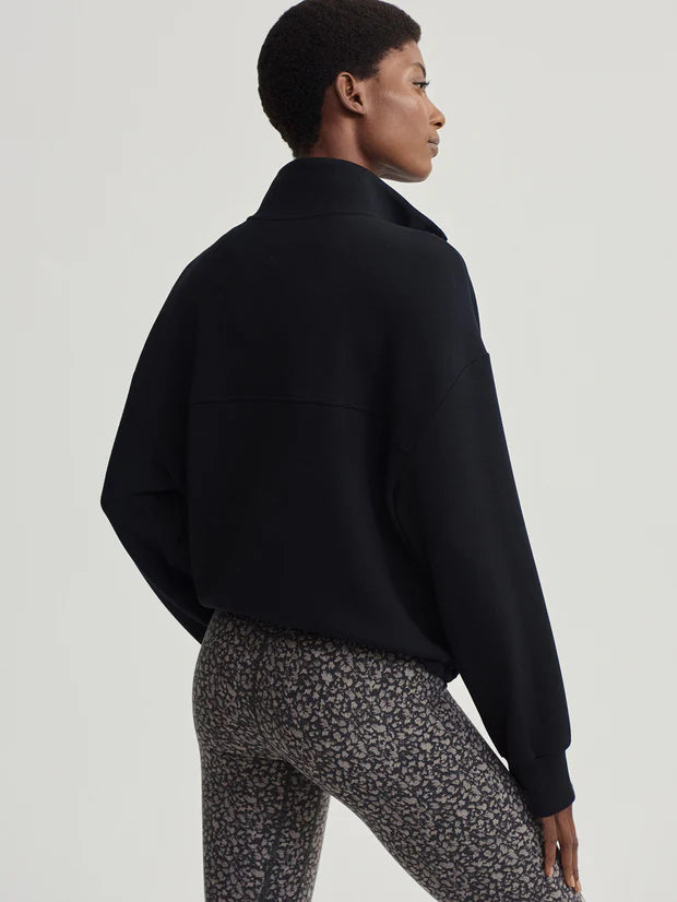 Sian Cropped Half Zip Midlayer - Black