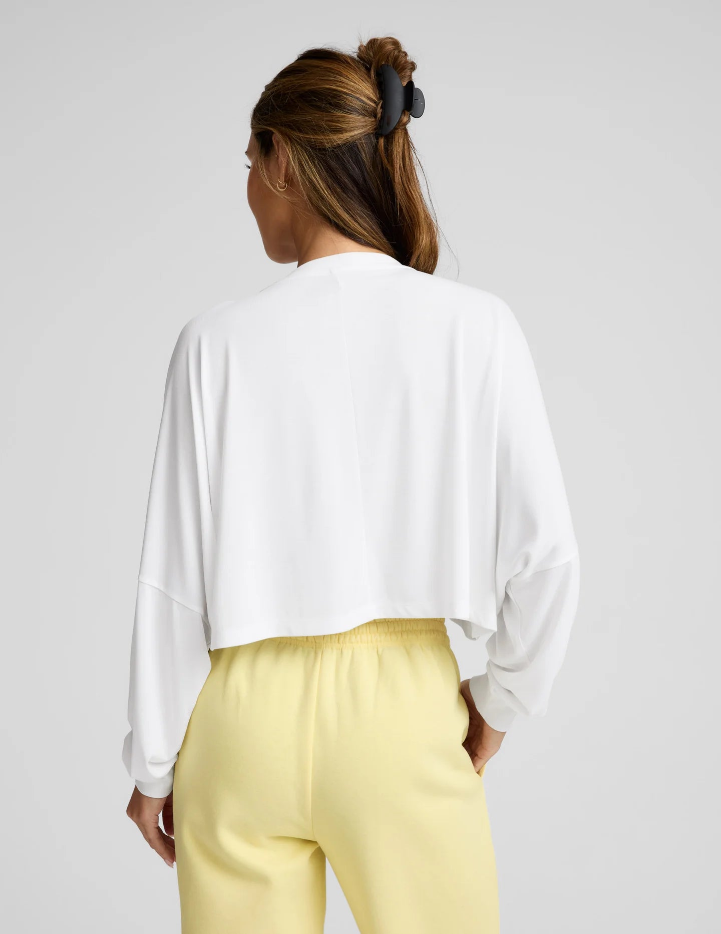Studio Luxe Cropped LS Tee - White