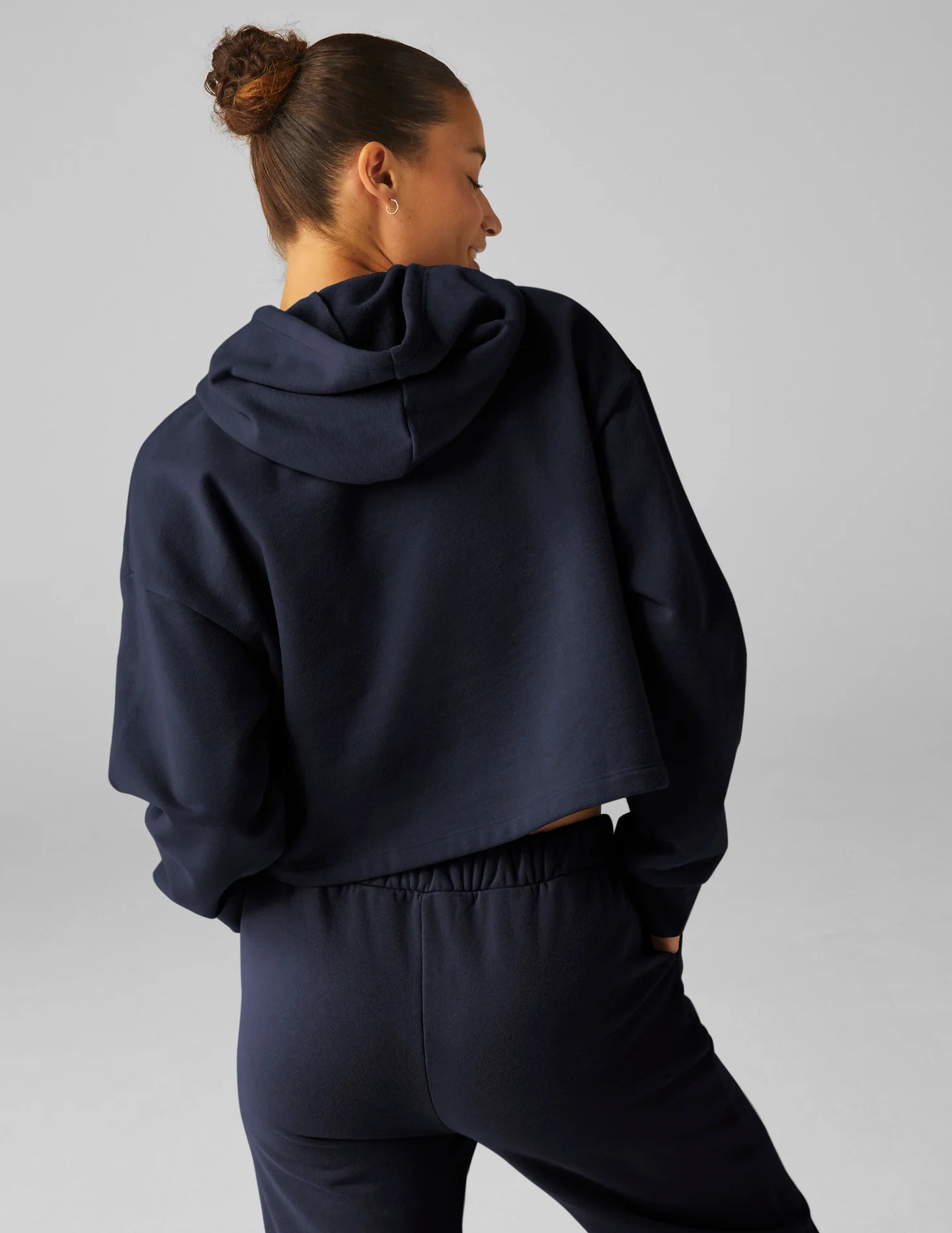 Happiness Cropped Hoodie - Navy