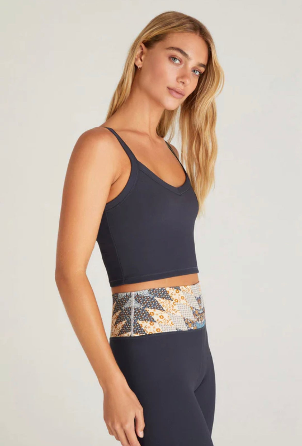 Rib Cropped Tank - Deep Navy