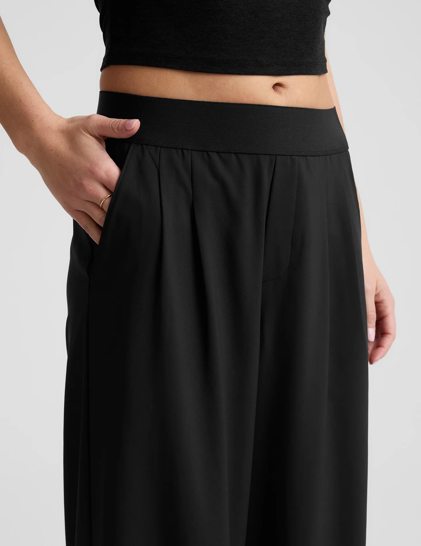 Elasticated Wide Leg Pant - Black